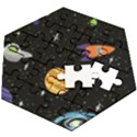 Space Cartoon, Planets, Rockets Wooden Puzzle Hexagon View2