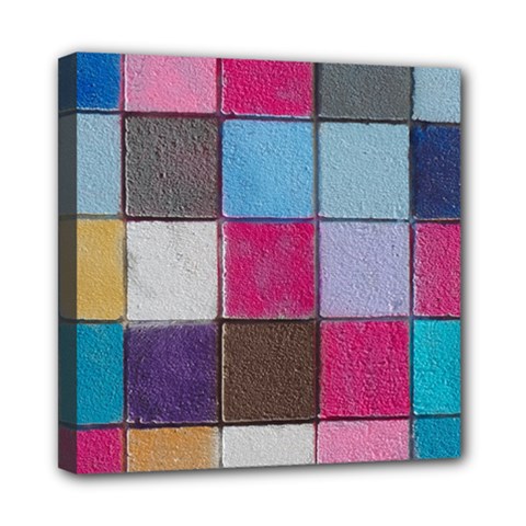 Tile, Colorful, Squares, Texture Mini Canvas 8  X 8  (stretched) by nateshop