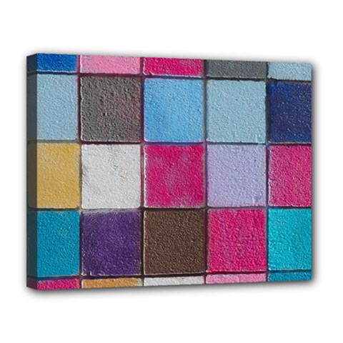 Tile, Colorful, Squares, Texture Canvas 14  X 11  (stretched) by nateshop