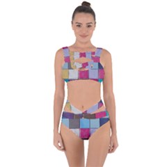 Tile, Colorful, Squares, Texture Bandaged Up Bikini Set  by nateshop