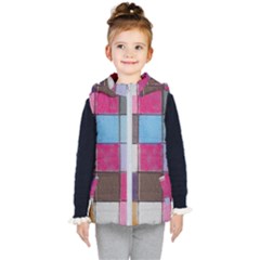 Tile, Colorful, Squares, Texture Kids  Hooded Puffer Vest by nateshop