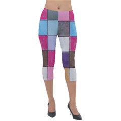 Tile, Colorful, Squares, Texture Lightweight Velour Capri Leggings  by nateshop