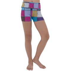 Tile, Colorful, Squares, Texture Kids  Lightweight Velour Yoga Shorts by nateshop