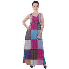 Tile, Colorful, Squares, Texture Empire Waist Velour Maxi Dress