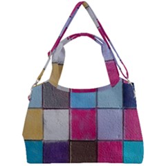 Tile, Colorful, Squares, Texture Double Compartment Shoulder Bag by nateshop