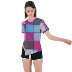 Tile, Colorful, Squares, Texture Asymmetrical Short Sleeve Sports T-shirt by nateshop