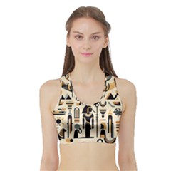 Egypt Pyramids Nature Desert Sports Bra With Border by Proyonanggan