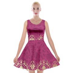 Vintage Pink Texture, Floral Design, Floral Texture Patterns, Velvet Skater Dress by nateshop