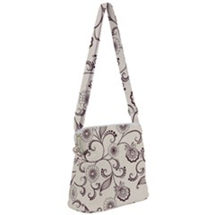 Violet Vintage Background, Floral Ornaments, Floral Patterns Zipper Messenger Bag