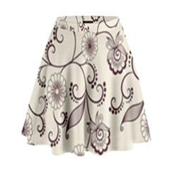 Violet Vintage Background, Floral Ornaments, Floral Patterns High Waist Skirt
