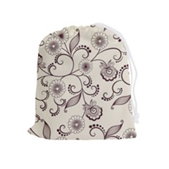 Violet Vintage Background, Floral Ornaments, Floral Patterns Drawstring Pouch (xl) by nateshop