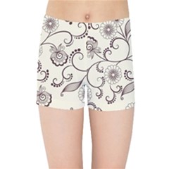 Violet Vintage Background, Floral Ornaments, Floral Patterns Kids  Sports Shorts by nateshop