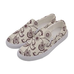 Violet Vintage Background, Floral Ornaments, Floral Patterns Women s Canvas Slip Ons by nateshop