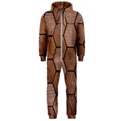 Wooden Triangles Texture, Wooden ,texture, Wooden Hooded Jumpsuit (men) by nateshop