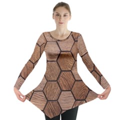 Wooden Triangles Texture, Wooden ,texture, Wooden Long Sleeve Tunic  by nateshop