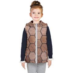 Wooden Triangles Texture, Wooden ,texture, Wooden Kids  Hooded Puffer Vest by nateshop