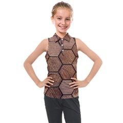 Wooden Triangles Texture, Wooden ,texture, Wooden Kids  Sleeveless Polo T-Shirt