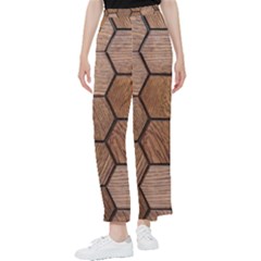 Wooden Triangles Texture, Wooden ,texture, Wooden Women s Pants 