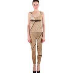 Wooden Triangles Texture, Wooden Wooden One Piece Catsuit