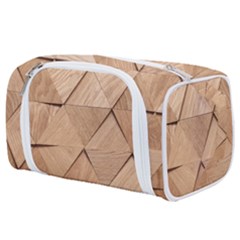Wooden Triangles Texture, Wooden Wooden Toiletries Pouch