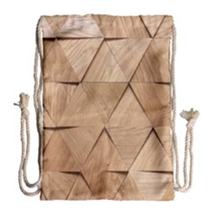 Wooden Triangles Texture, Wooden Wooden Drawstring Bag (large) by nateshop