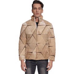 Wooden Triangles Texture, Wooden Wooden Men s Puffer Bubble Jacket Coat by nateshop