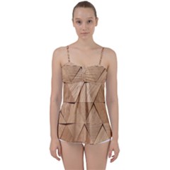 Wooden Triangles Texture, Wooden Wooden Babydoll Tankini Top