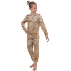 Wooden Triangles Texture, Wooden Wooden Kids  Long Sleeve Set 
