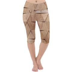 Wooden Triangles Texture, Wooden Wooden Lightweight Velour Cropped Yoga Leggings by nateshop