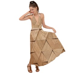 Wooden Triangles Texture, Wooden Wooden Backless Maxi Beach Dress by nateshop