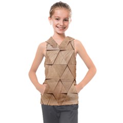 Wooden Triangles Texture, Wooden Wooden Kids  Sleeveless Hoodie by nateshop