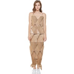 Wooden Triangles Texture, Wooden Wooden Sleeveless Tie Ankle Chiffon Jumpsuit by nateshop