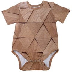 Wooden Triangles Texture, Wooden Wooden Baby Short Sleeve Bodysuit by nateshop