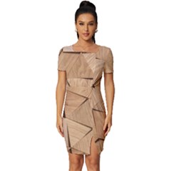 Wooden Triangles Texture, Wooden Wooden Fitted Knot Split End Bodycon Dress by nateshop