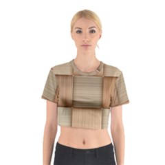 Wooden Wickerwork Textures, Square Patterns, Vector Cotton Crop Top by nateshop