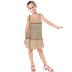 Wooden Wickerwork Textures, Square Patterns, Vector Kids  Sleeveless Dress