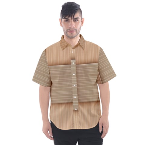 Wooden Wickerwork Textures, Square Patterns, Vector Men s Short Sleeve Shirt by nateshop