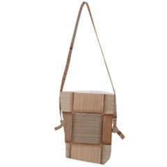 Wooden Wickerwork Textures, Square Patterns, Vector Folding Shoulder Bag by nateshop