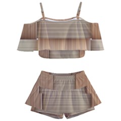 Wooden Wickerwork Textures, Square Patterns, Vector Kids  Off Shoulder Skirt Bikini by nateshop