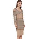 Wooden Wickerwork Textures, Square Patterns, Vector Long Sleeve V-Neck Bodycon Dress  View3