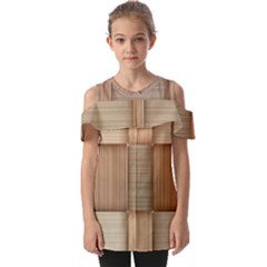 Wooden Wickerwork Textures, Square Patterns, Vector Fold Over Open Sleeve Top by nateshop