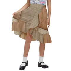 Wooden Wickerwork Textures, Square Patterns, Vector Kids  Ruffle Flared Wrap Midi Skirt by nateshop