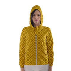 Yellow Floral Pattern Vintage Pattern, Yellow Background, Women s Hooded Windbreaker by nateshop