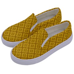 Yellow Floral Pattern Vintage Pattern, Yellow Background, Kids  Canvas Slip Ons by nateshop