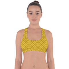 Yellow Floral Pattern Vintage Pattern, Yellow Background, Cross Back Hipster Bikini Top  by nateshop