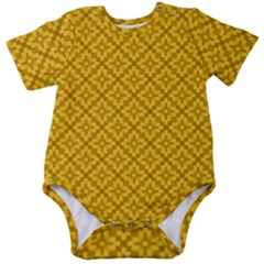 Yellow Floral Pattern Vintage Pattern, Yellow Background, Baby Short Sleeve Bodysuit by nateshop