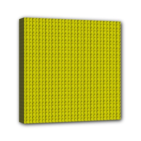 Yellow Lego Texture Macro, Yellow Dots Background Mini Canvas 6  X 6  (stretched) by nateshop