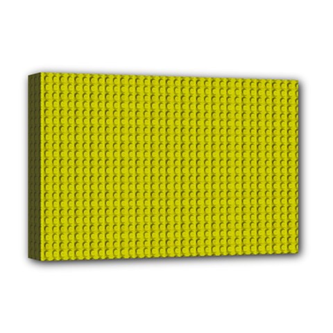 Yellow Lego Texture Macro, Yellow Dots Background Deluxe Canvas 18  X 12  (stretched) by nateshop