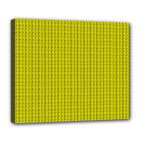 Yellow Lego Texture Macro, Yellow Dots Background Deluxe Canvas 24  X 20  (stretched) by nateshop