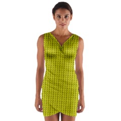 Yellow Lego Texture Macro, Yellow Dots Background Wrap Front Bodycon Dress by nateshop